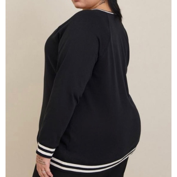 🆕 Classic Fit Cozy Fleece Raglan Rib Trim Sweatshirt Top 1 1X 14 16 Black White - Picture 3 of 5